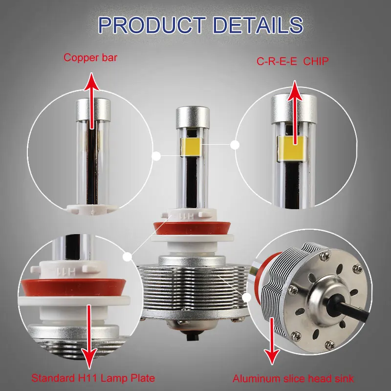 H16 LED Противотуманные огни автомобильной источник света лампы высокой Яркость 2smd