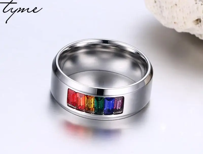 Titanium Steel colorful love Ring for woman man Wholesale Rainbow Jewelry Inlaid Micro Foreign Trade Jewellery gift | Украшения и