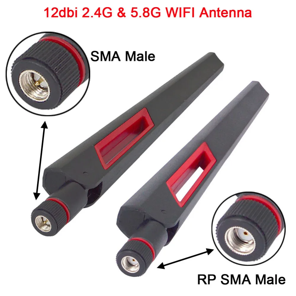 2 шт 12 dbi Двухдиапазонная wifi антенна 2,4G 5G 5.8Gh RP SMA мужские универсальные антенны Усилитель WLAN маршрутизатор антенный усилитель