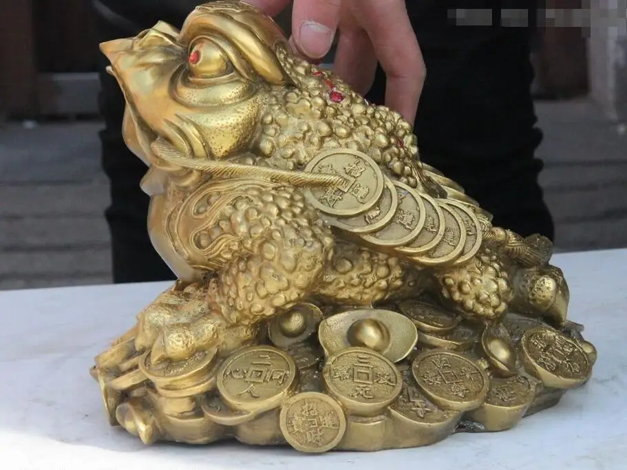 Китайский Фен-шуй медная Медь Lucky юаней Bao статуя Жабы | Дом и сад