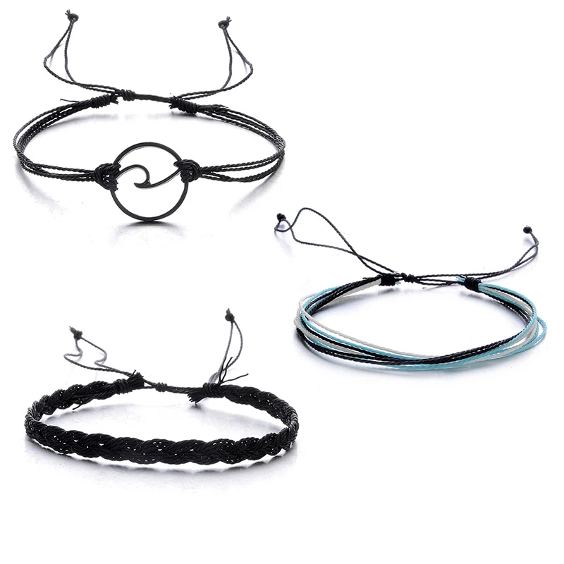 3 шт./компл. богемный Летний Пляжный океан волны регулируемые браслеты Набор Шарм