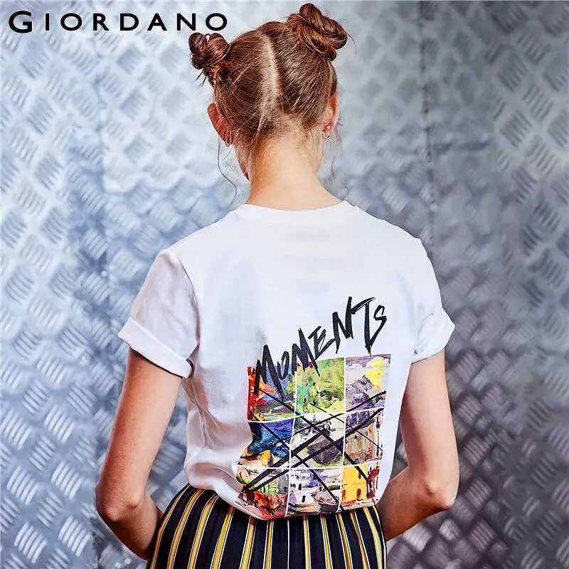 Мужская и женская футболка Giordano повседневная хлопковая с коротким рукавом