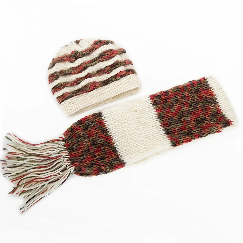 Осенняя и зимняя шерстяная вязаная шапка для пожилых женщин толстая женская шарф