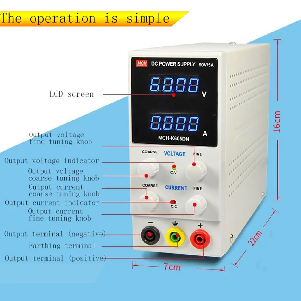 30 V/5A цифровой мини DC Питание ток вольт Дисплей Регулируемый коммутации для