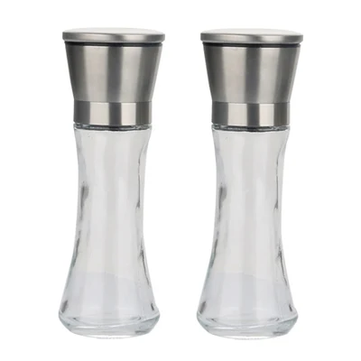 2pcs ACEBON новая мельница для соли и перца шейкеры из нержавеющей стали ручной морской солонки Регулируемый Керамический шлифовальный станок для перца со стеклянным корпусом - Цвет: 2pcs