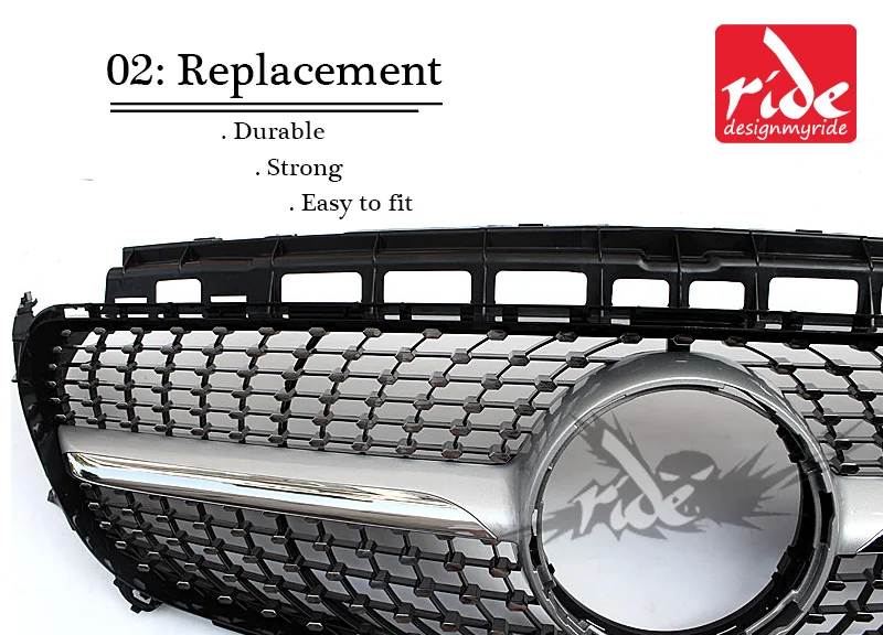 For MercedesMB W213 Sports Diamond Front Grille Without emblem E-Class E200 E250 E300 no camera hole ABS Silver 16+ | Автомобили и