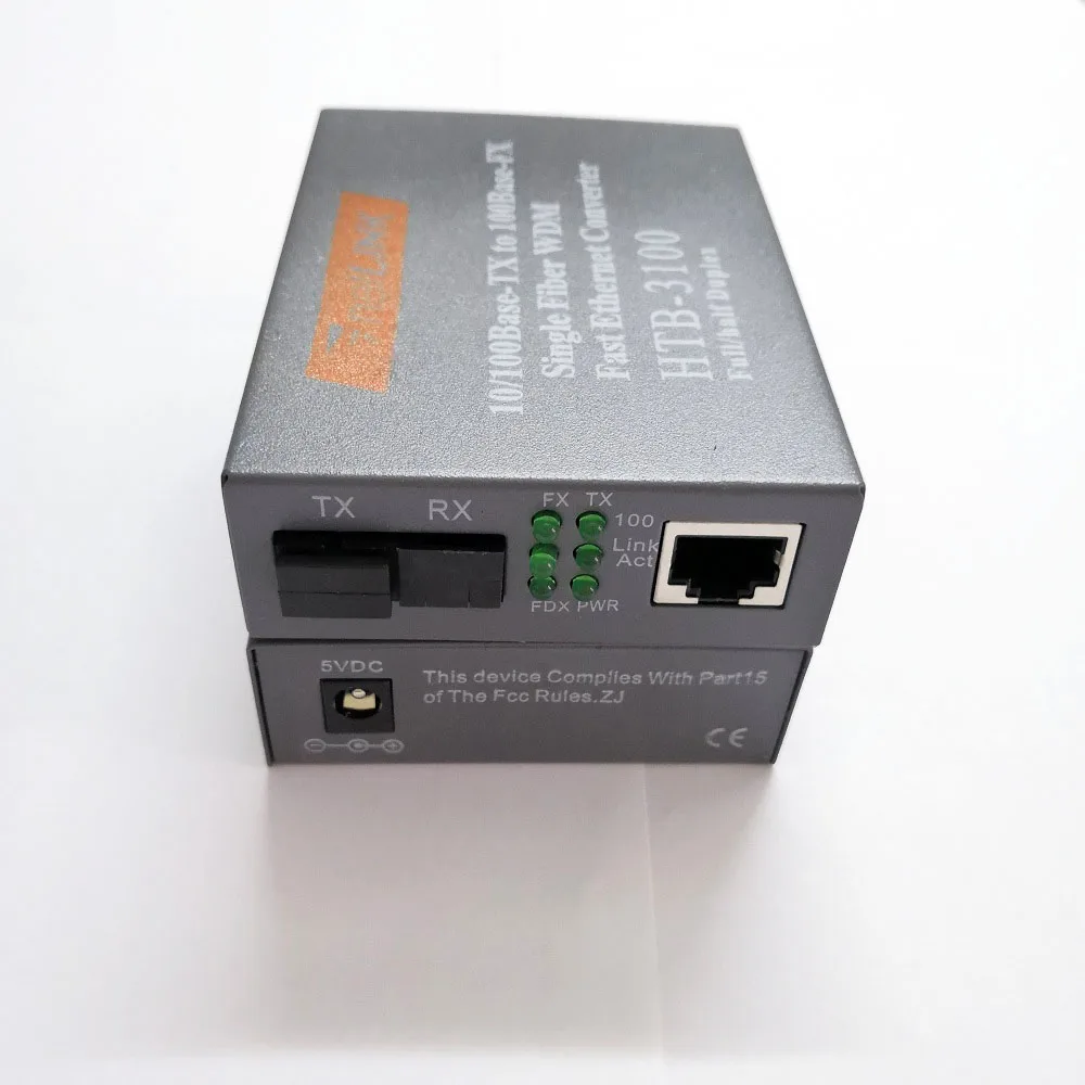 1 пара Netlink HTB 3100AB оптического волокна RJ45 Ethernet Media Converter SC Single Mode Fiber Transceiver и