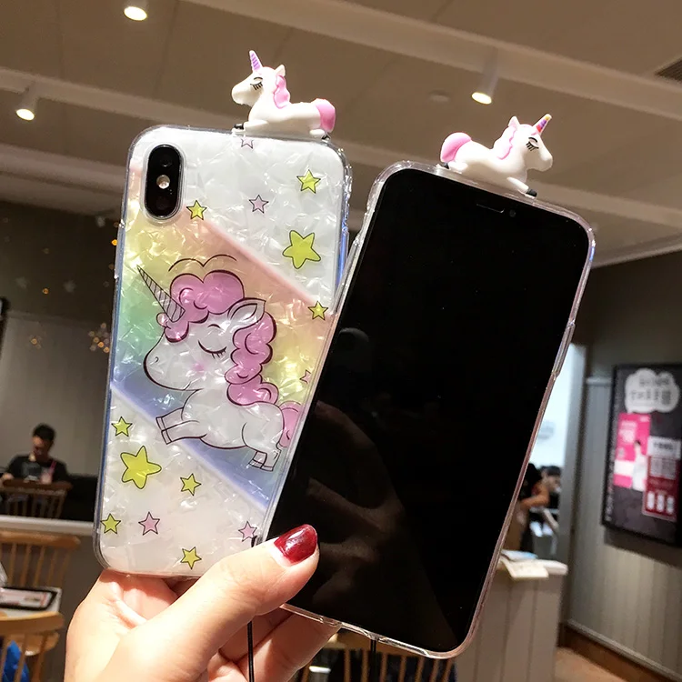 Милый чехол для телефона SAM S10 plus с 3D рисунком единорога Samsung Galaxy S10/S10e/S9 plus/S9/S8