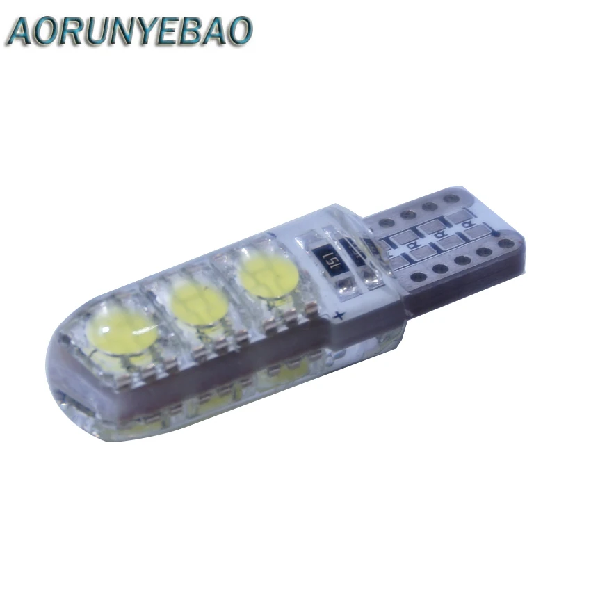 

AORUNYEBAO 20pcs Super Bright Silicone Double Sides Lighting T10 W5W 194 168 6Smd 5050 Led Bulb 3W 12V Clearance Lights Lamps