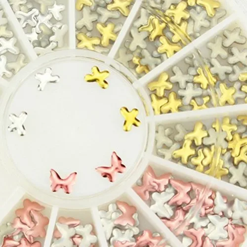 Золотые серебристые розовые 3 цвета 3D бабочки металлические гвоздики для