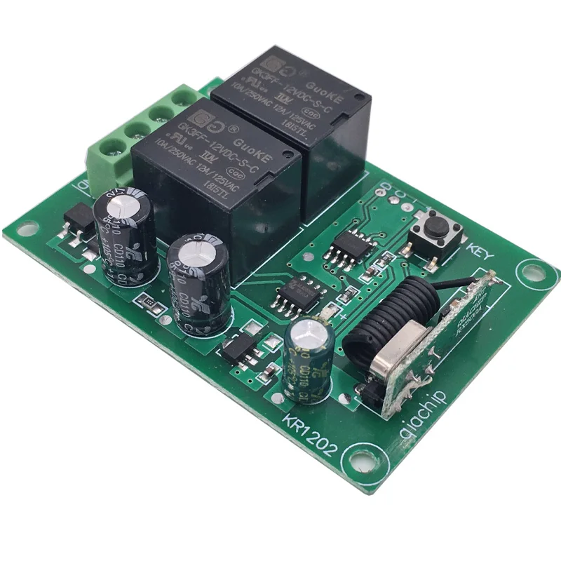433MHz универсальный беспроводной пульт дистанционного управления DC 12V 10A 2CH rf релейный приемник и 2 передатчика для дистанционного управления дверью/гаражом/переключателем двигателя