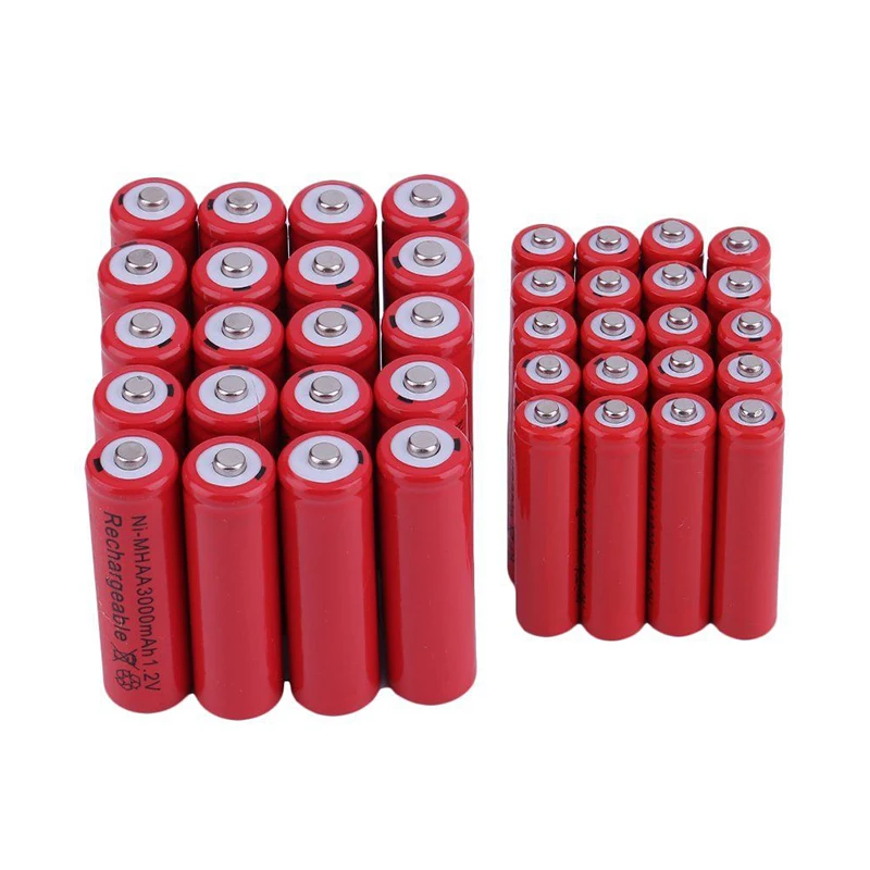 4 шт 1 2 V 3000mah AA Батарея металл гидридных или никель Перезаряжаемые 1800 мАч AAA