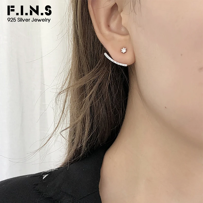 Серьги F. I.n.s в форме дуги из стерлингового серебра S925 с диагональю 2019 дюйма |