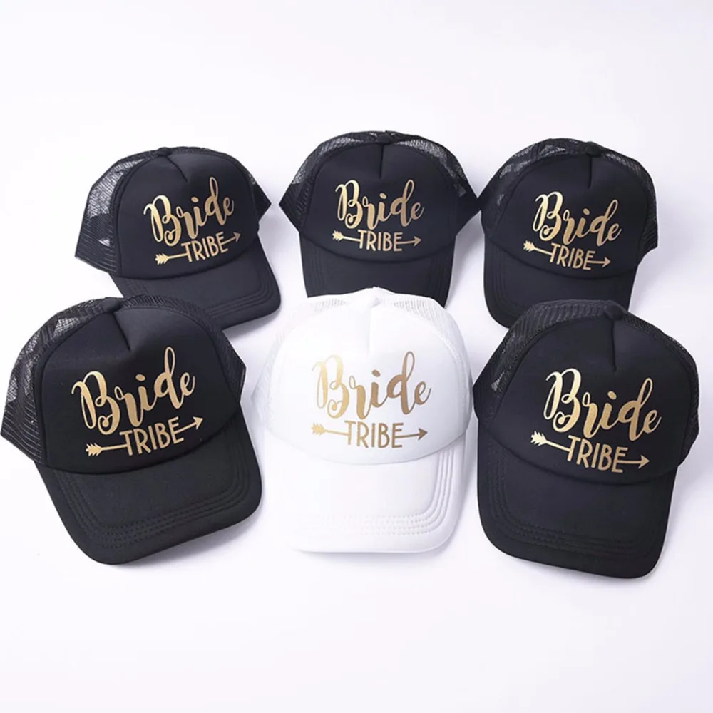 Команда надпись «Bride Tribe» Snapback Кепка-тракер Кепка с сеточкой и золотыми буквами с принтом стрелы, Свадебная вечеринка Бейсбол Кепки клуб подарок