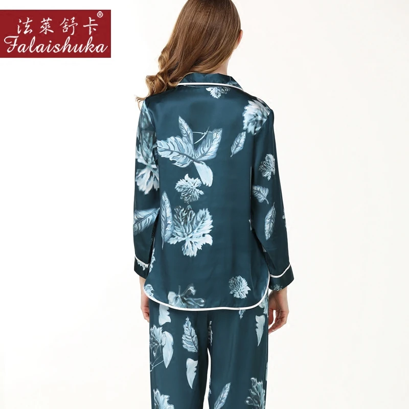 Womens Silk Satin Pajamas Set 2019 woman silk long sleeve tops and full length pants set Sleepwear Set Nightwear Loungewear