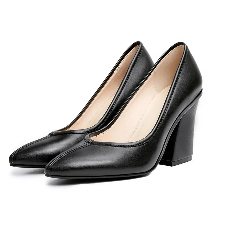 Женские туфли лодочки из натуральной кожи без застежки с острым носком|brand pumps|pumps