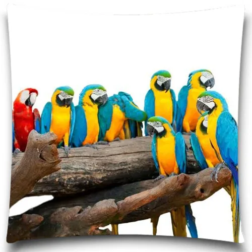 

Стоячий в ряд попугаи, хлопок полиэфирный квадрат, 5 размер, 9, стильные подушки для дивана, автомобиля, наволочка, оригинальное украшение