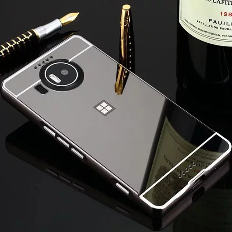 Чехол Lumia 950 XL, Зеркальный Алюминиевый металлический бампер и жесткая задняя крышка из поликарбоната для microsoft Nokia Lumia 950 XL, чехол 950XL, Funda Capa Para