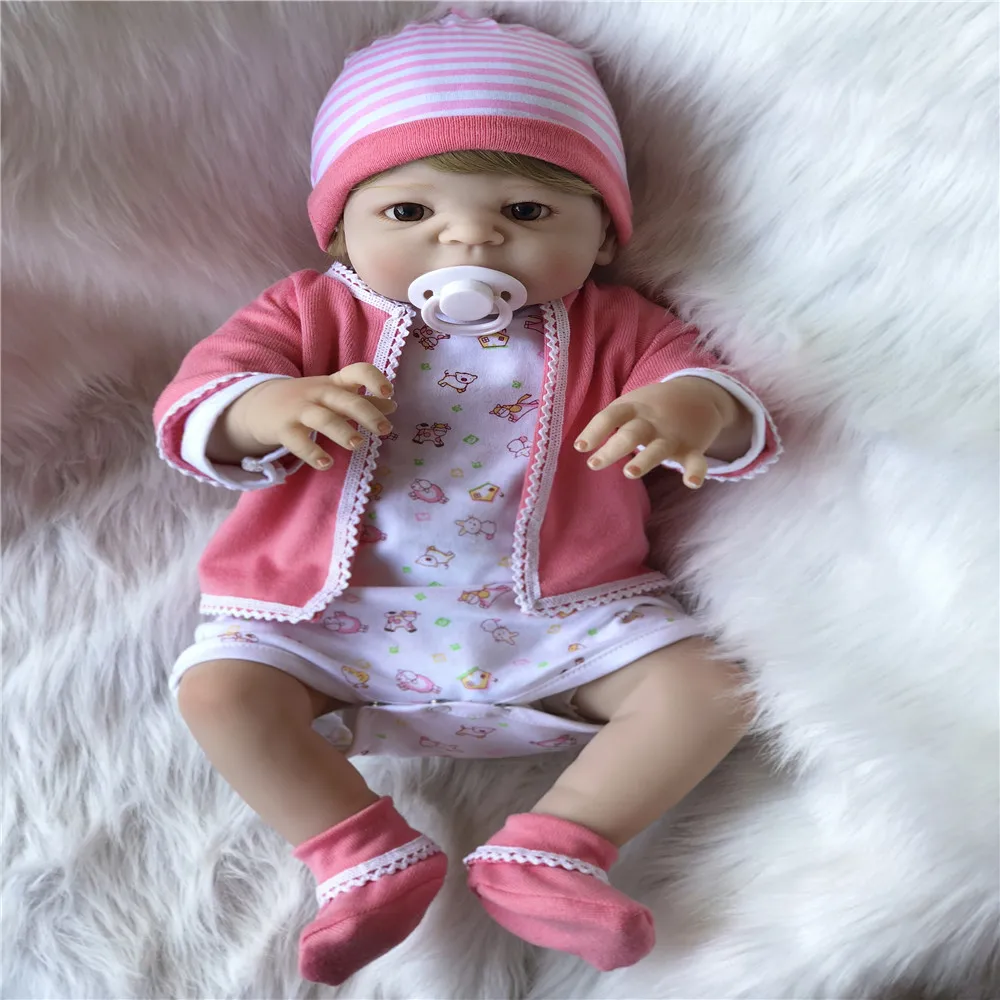 SanyDoll 22 дюйма 57 см силиконовые куклы Реборн Реалистичная кукла реборн розовый
