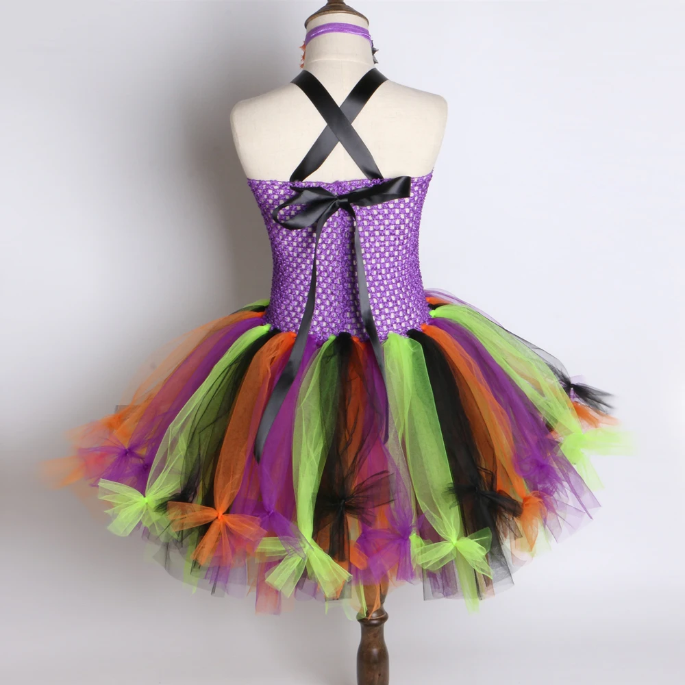Witch Tutu Dress Halloween Costumes for Kids Girls Carnival Party Rainbow Cosplay Sorceress Clothes | Детская одежда и обувь