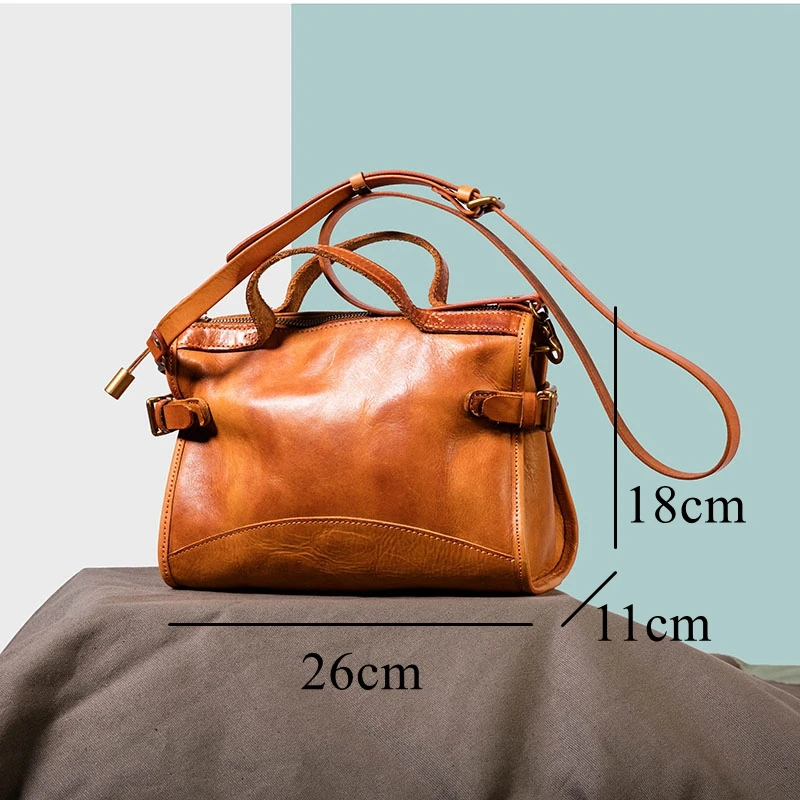 WOONAM Handmade Bag Natural Genuine Calf Leather Medium Size Boston Top Handle Handbag Shoulder WB456 | Багаж и сумки