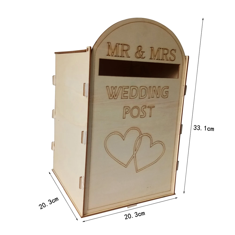 DIY Wooden Invitation Card Storage Box with Lock Carving Mr & Mrs Crown Pattern Vintage Wedding Post souvenir Mail Love | Дом и сад