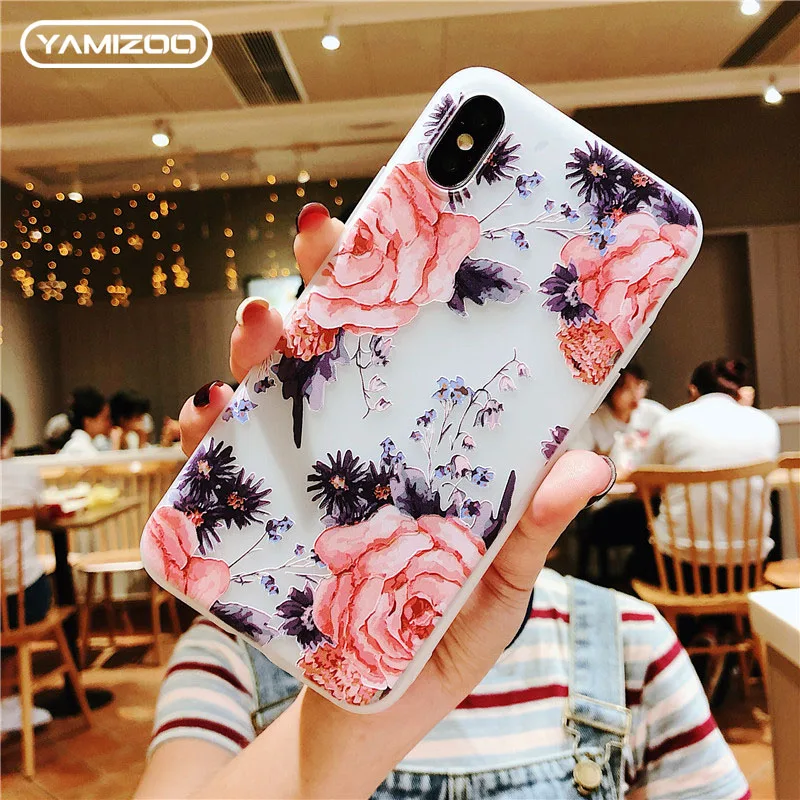 YAMIZOO чехлы для телефонов iPhone 7 силиконовый чехол ТПУ цветочный женский 6 X Xr Xs Max 8 5S
