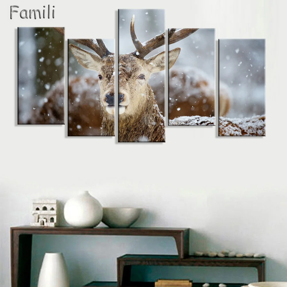 Зимняя картина с оленем 5 шт. оленем|canvas prints|deer picturedeer canvas print |