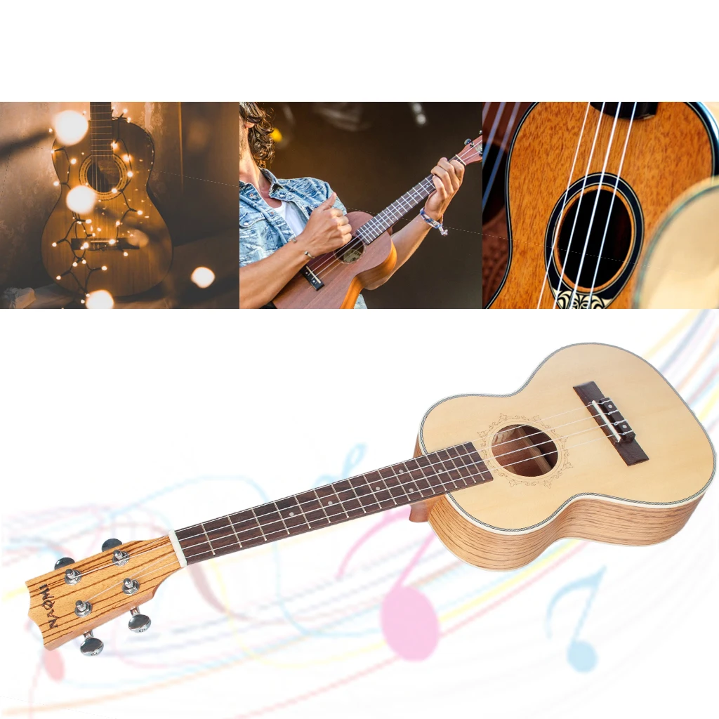 Укулеле NAOMI 26 дюймов твердая ель топ Zebrawood красное дерево укулеле 4 струны