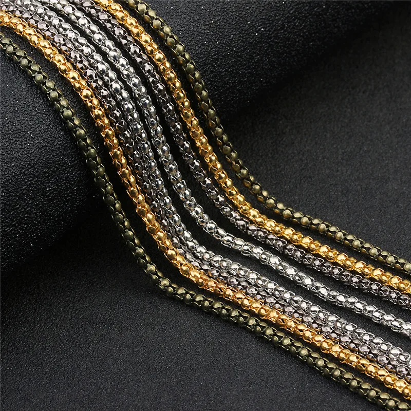 

LINSOIR 10meter/lot 3mm Metal Iron Bracelet Necklace Chains Bulk Gunblack Rhodium Gold Color Link Chain For Diy Jewelry Making