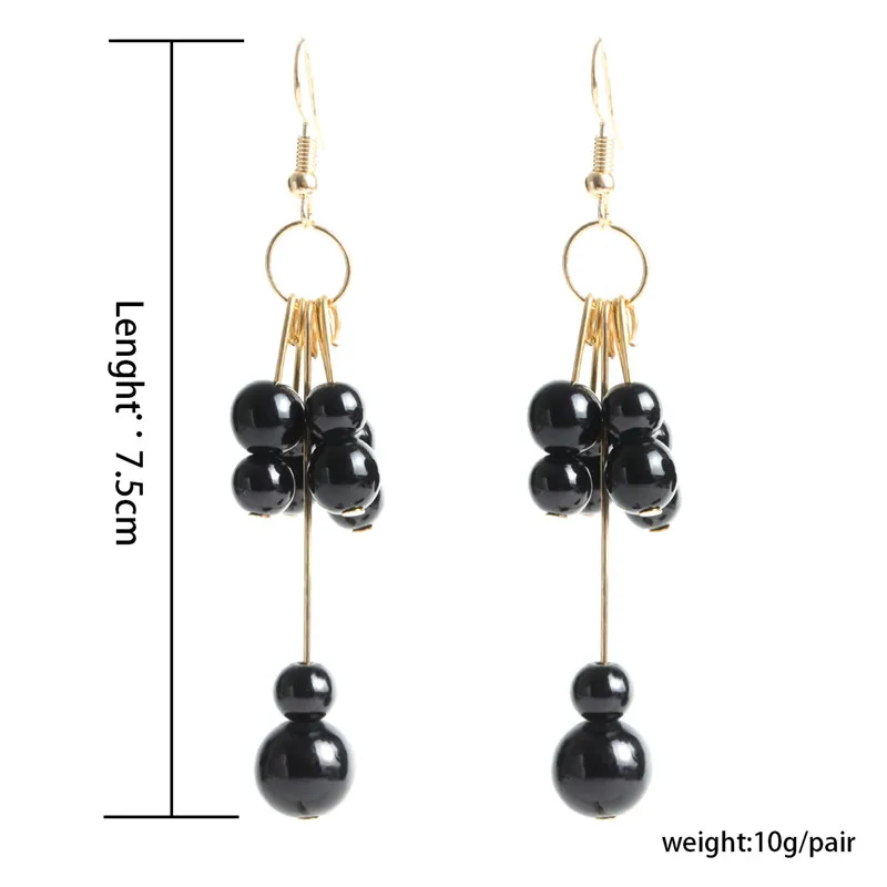 2017 Южная Корея темперамент металла черный белый цвет бусы серьги простой длинное