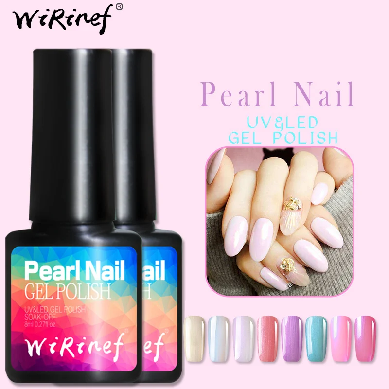 

WiRinef Pearl Nail Gel Polish UV Led Long Lasting Soak Off Shiny Nail Gel Varnish Lacquer Long Lasting 8ml
