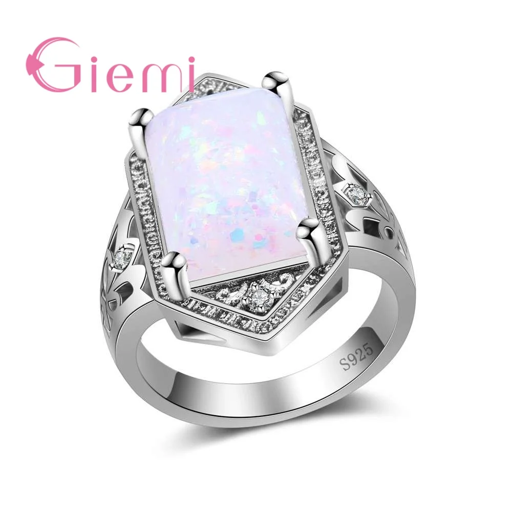 

Novel Jewelry 925 Sterling Silver Ring With S Stamp Women Finger Rings for Wedding/Party/Bridal Shiny Full Opal Anillos