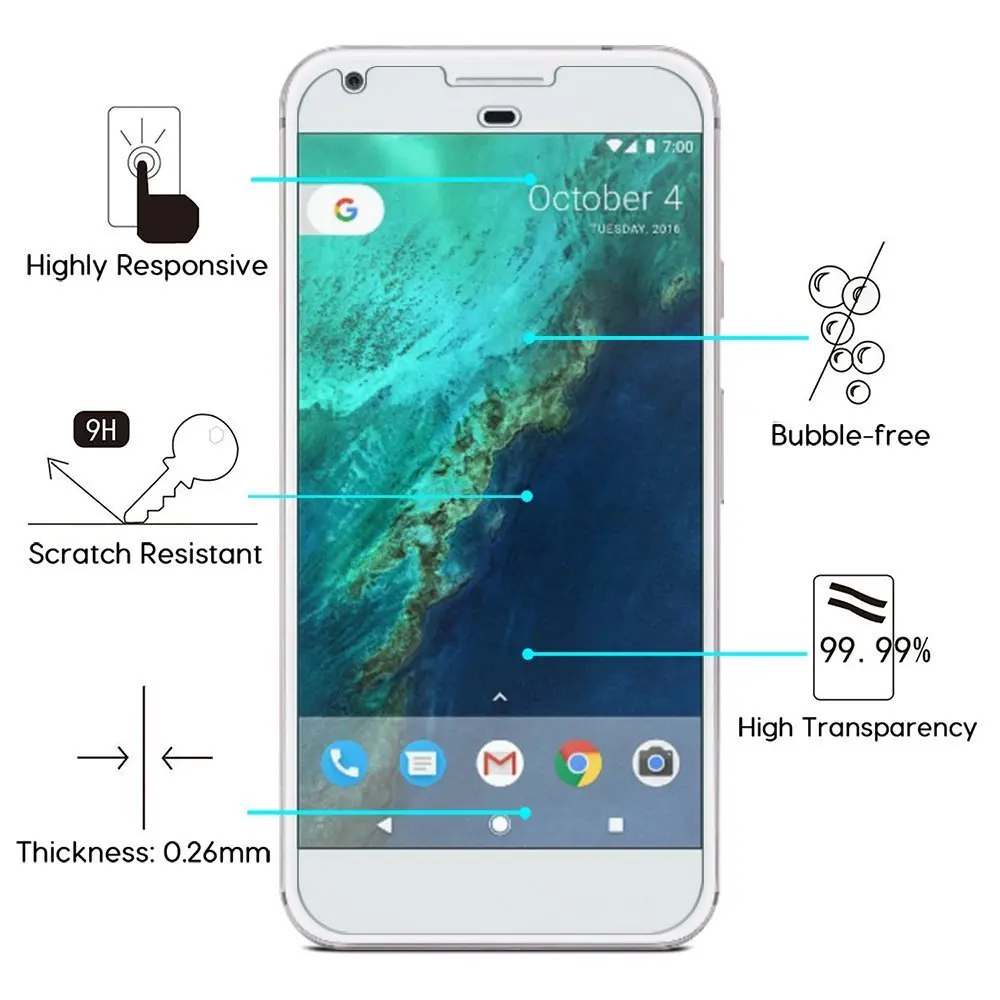 PORTEFEUILLE New 9H Hardness Premium Tempered Glass For Google Pixel 2 XL Ultra Clear Screen Protector 6p nexus |