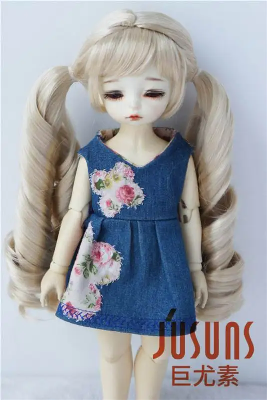 JD330 1/6 1/4 1/3 красивый кукольный парик BJD парики YOSD MSD SD длинные двойные пони Страна Девушка Кукла волосы модные аксессуары куклы - Цвет: 6-7inch Blond SM202B