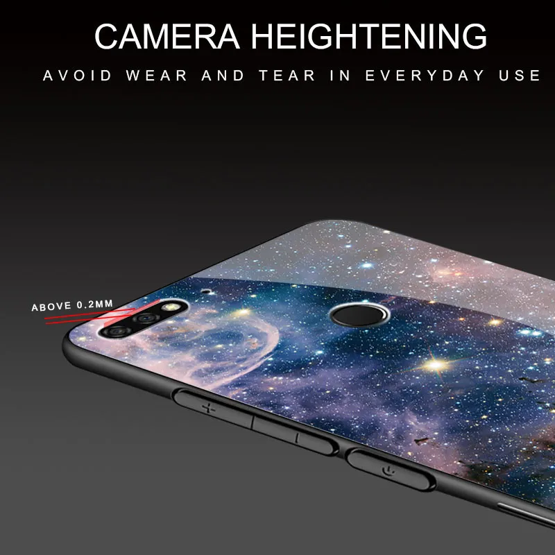 Fashion Tempered Glass Case For Huawei Honor 7X Luxury Star Space Cover Soft Edge Phone Cases for 7A Pro Capa |