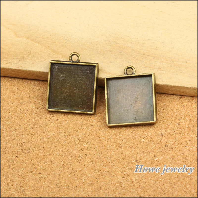 5 шт. старинная бронзовая прямоугольная Камея/рамка для кабошона с логотипом