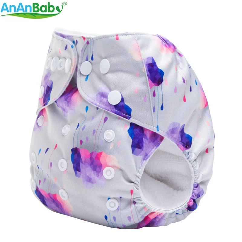 2018 Ananbaby Многоразовые моющиеся двухрядные защелки один размер цифровые принты