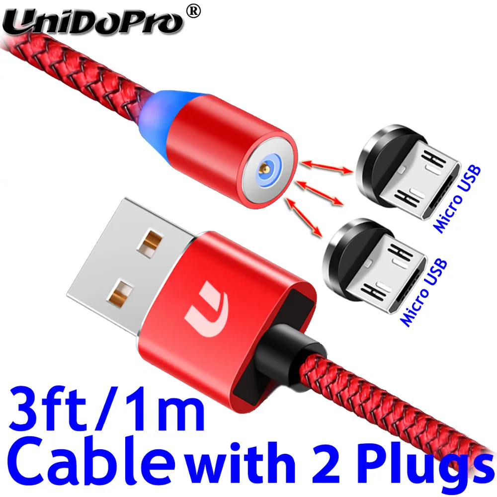 Cable with 2 Plugs Магнитный светодиодный кабель Micro USB для быстрой зарядки 2,4 A для huawei Honor 20i 8S 8A Pro 8C 8X Max 7X 7A 7C Pro P Smart+ Xiaomi Redmi 7 6 - Тип штекера: Cable with 2 Plugs