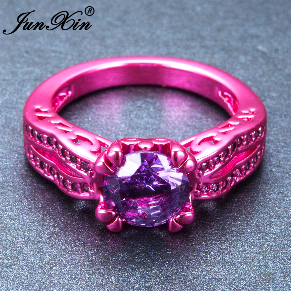 Новинка 2017 модное маленькое фиолетовое круглое женское кольцо JUNXIN для девушек