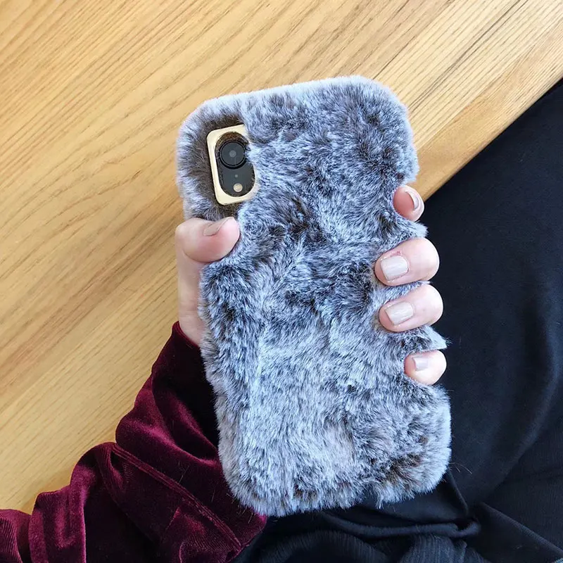 Чехол для iPhone 11 pro XS Max X XR чехол s 3D уши кролика Пушистый Мишка, собака, кошка теплый чехол для iPhone 6 6S 7 8 Plus чехол для телефона