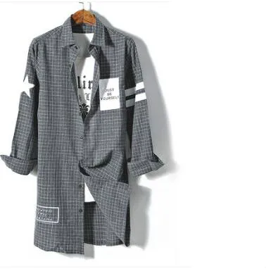 M ~ 4XL! Новая мужская одежда больших размеров Корейская рубашка с длинным рукавом в