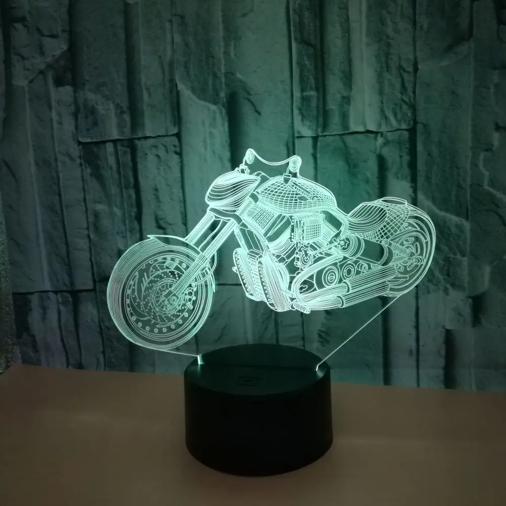 Креативная новая мотоциклетная настольная лампа 3d с сенсорным экраном 7 цветов