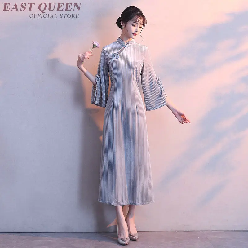 2018 традиционное китайское длинное платье qipao cheongsam Женская Весенняя туника с