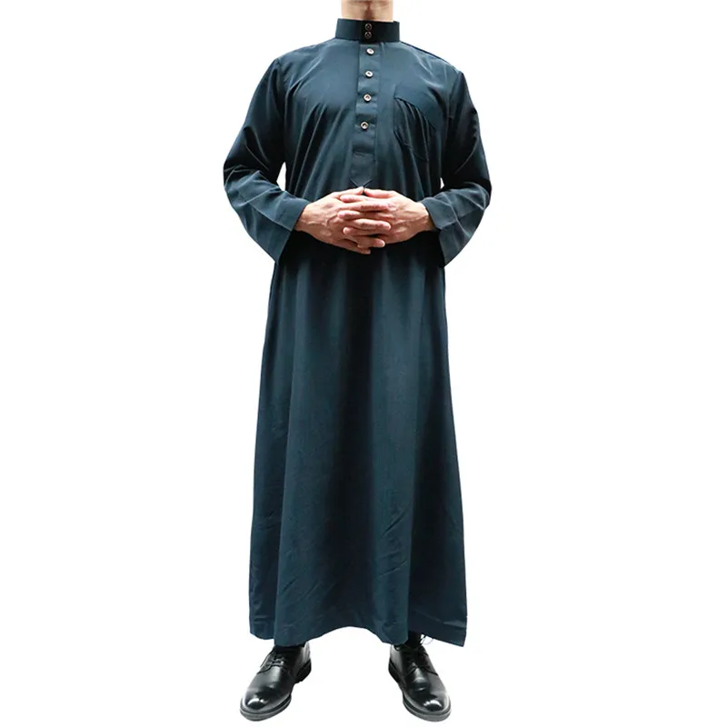 Новый дизайн Исламская одежда абайя Стенд воротник с длинными рукавами jubba thobe