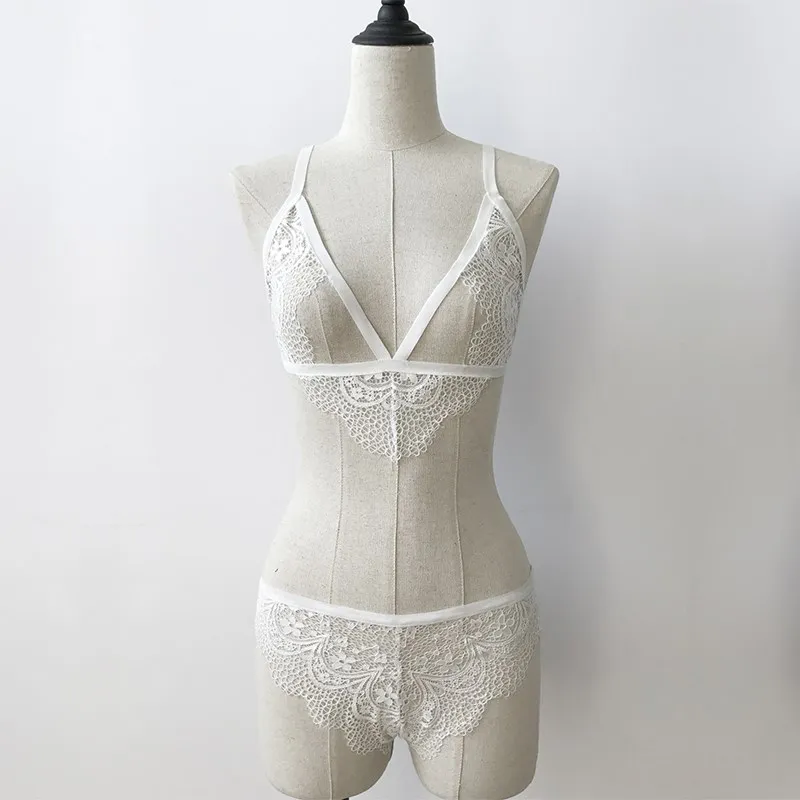 2017 г. пикантные Для женщин Лифчики и трусики Кружева выдалбливают Бюстгальтеры
