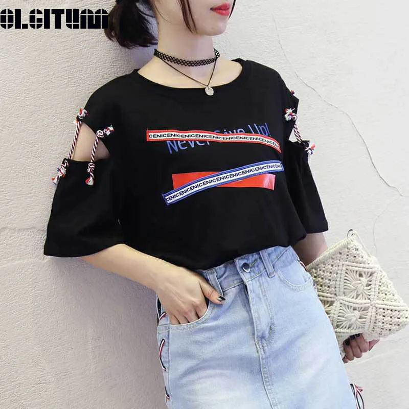 

New 2020 Summer Korean Version of the Strap Short-Sleeved T-Shirt Female Loose Student Shirt Women Slim Tops TT443