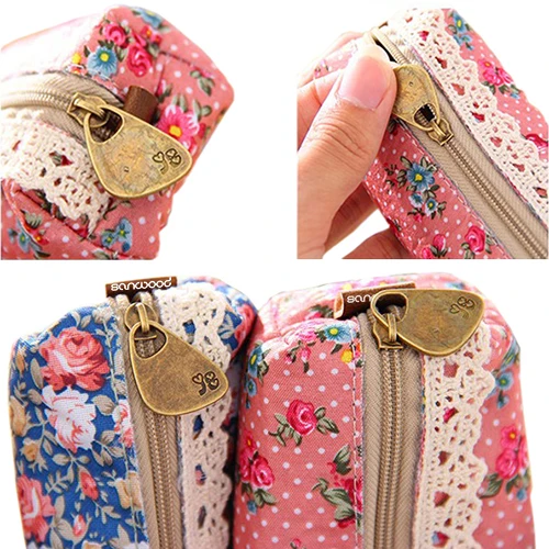 2016 мини цветок цветочные кружева карандаш пенал для ручек чехол косметического