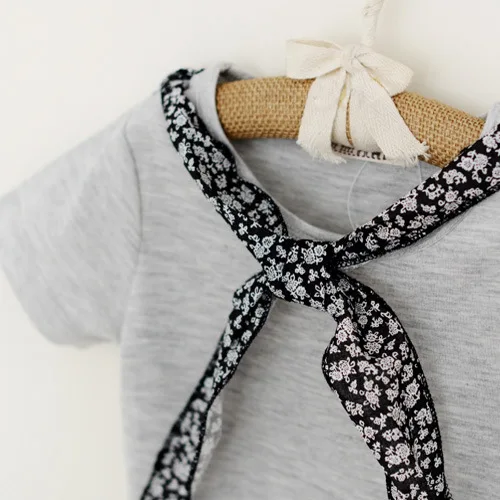 2014 new fashion designed children short sleeved T-shirts kid girls O-neck cotton bow-knot t-shirt high quality | Мать и ребенок