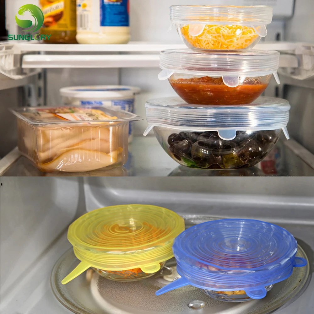 6 шт. многоразовая силиконовая эластичная герметичная Вакуумная крышка Sunglory для